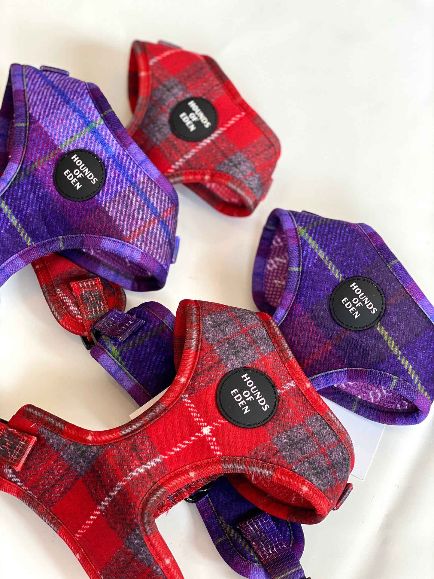 'Sammi' - Red & Grey Check Dog Harness - The Bark Market