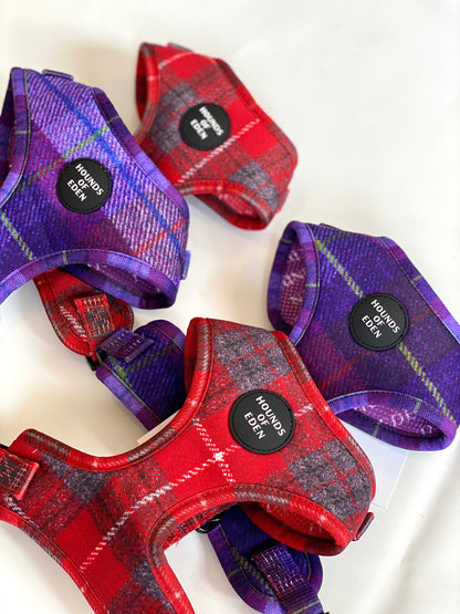 'Sammi' - Red & Grey Check Dog Harness - The Bark Market