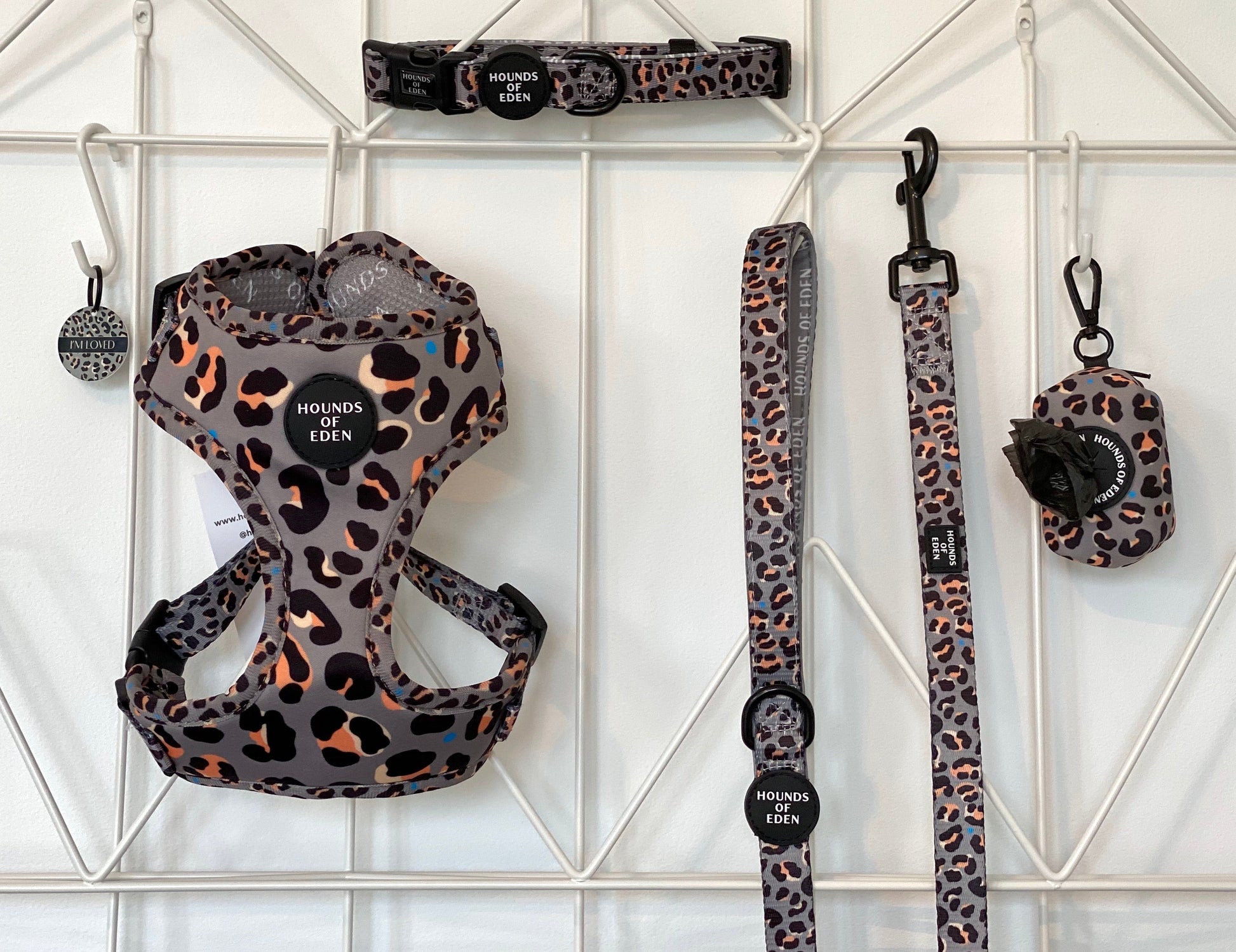 'Steel Leopard' - Khaki/Grey Dog Lead - The Bark Market