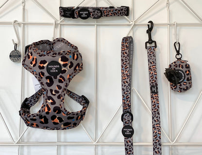 'Steel Leopard' - Khaki/Grey Dog Lead - The Bark Market