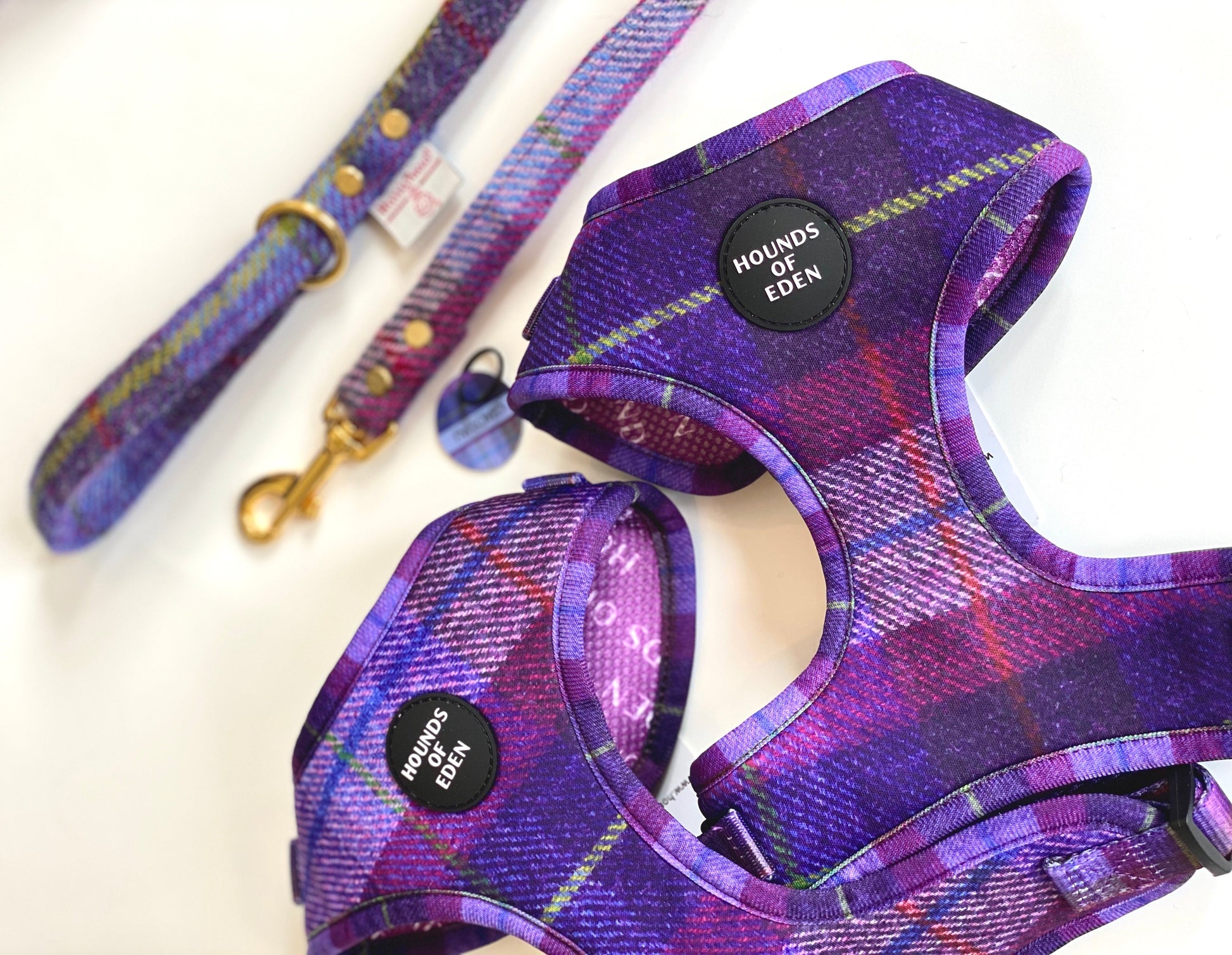 'Molly' - Pink & Purple Check Dog Harness - The Bark Market