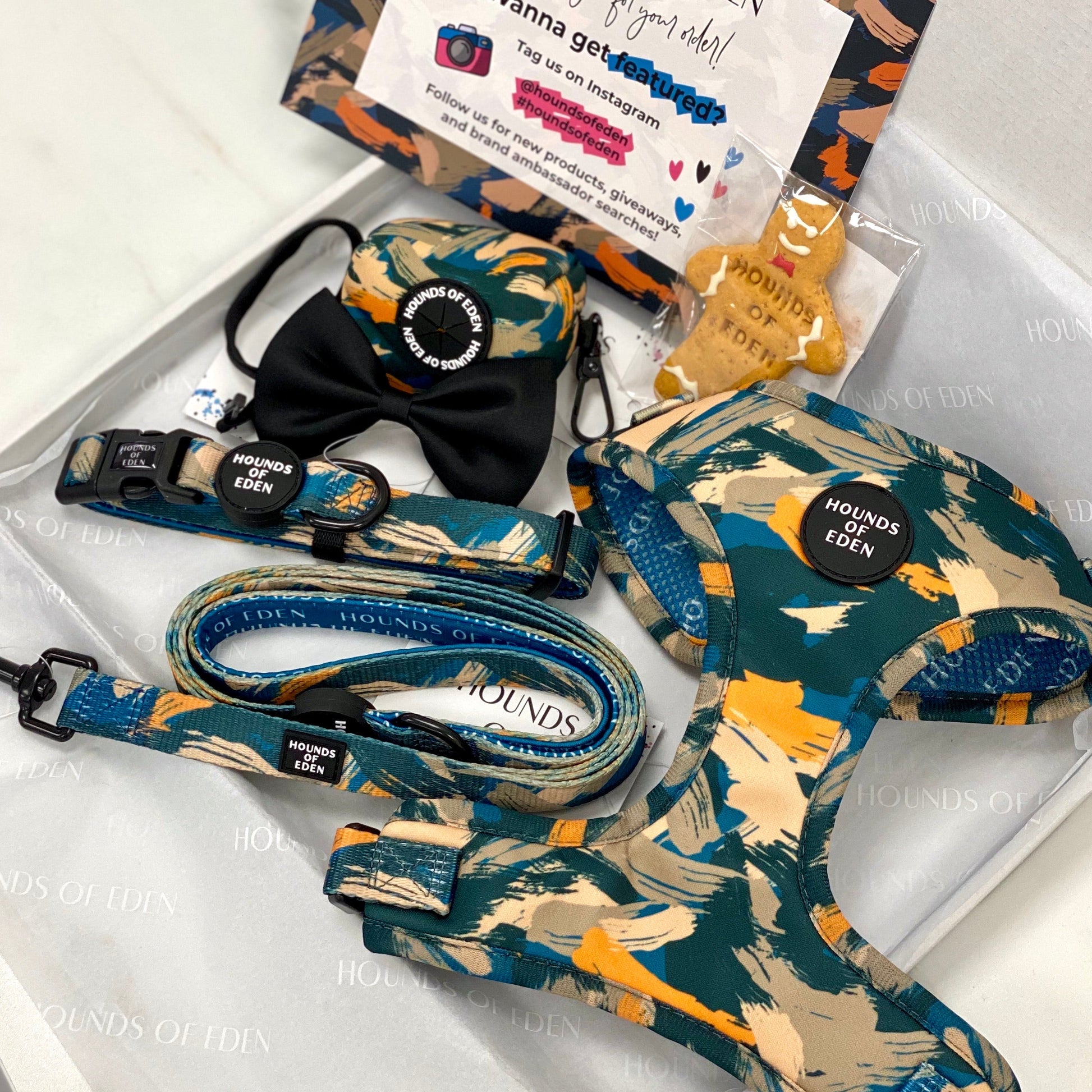 'Brush it Off' - Olive, Blue & Orange Camo Pattern Dog Collar - The Bark Market