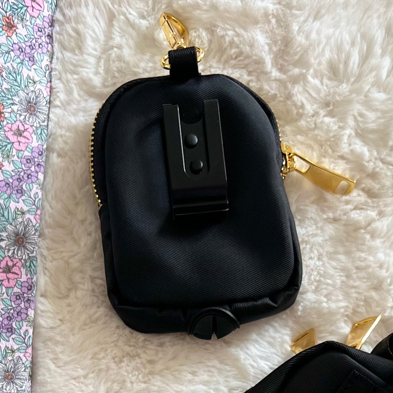 Clip on Dog Treat & Poop bag Pouch - Black - Gold Hardware - The Bark Market