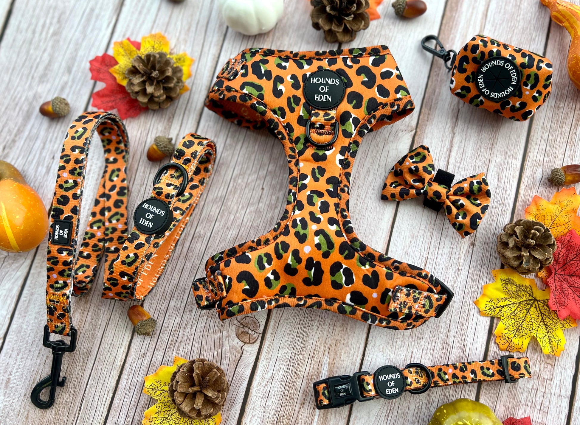 Burnt Orange Leopard Design Dog Harness - The Bark Market