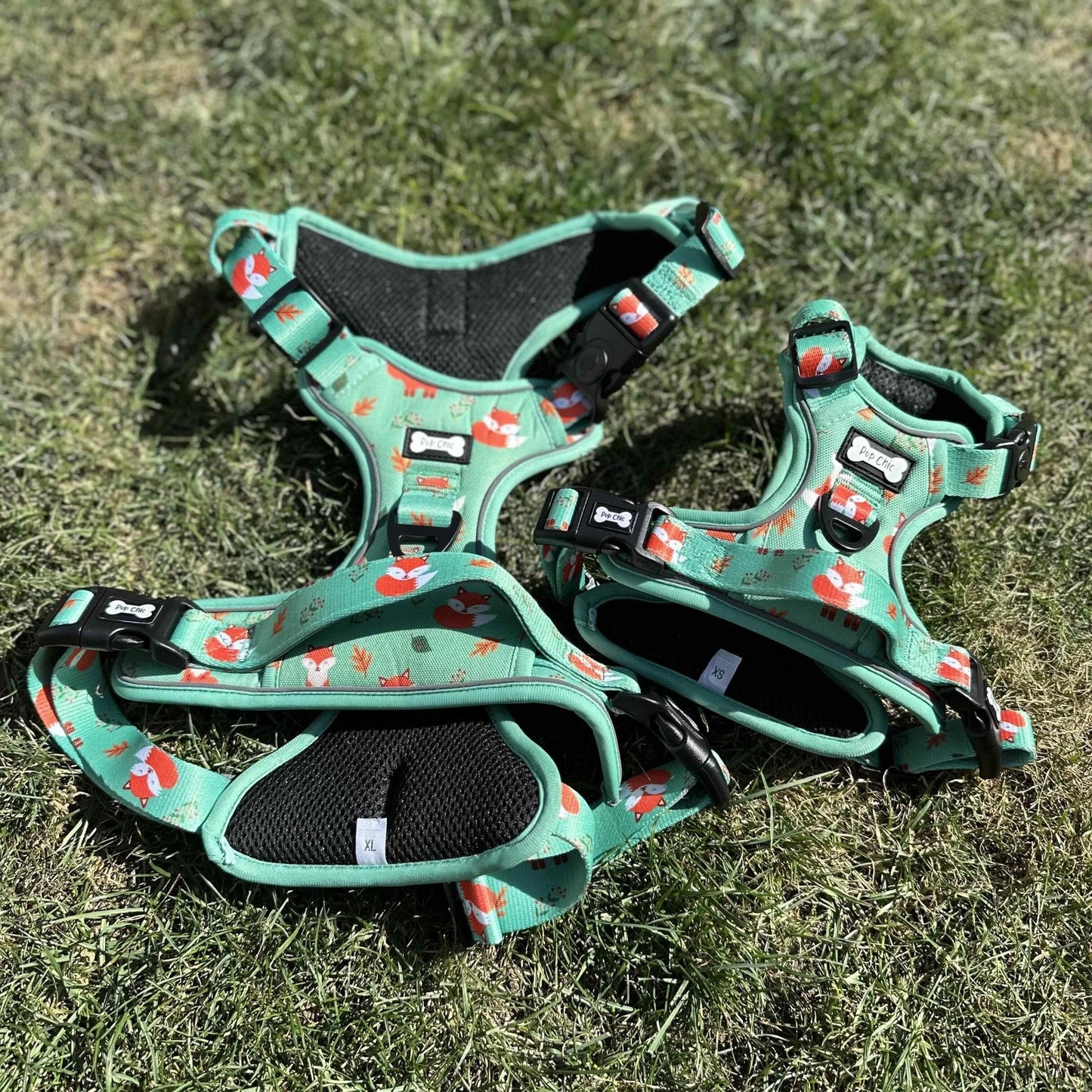 Inquisitive Fox No Pull Tactical Dog Harness – Green Fox Print, Adjustable, Step-In (XS-XL)