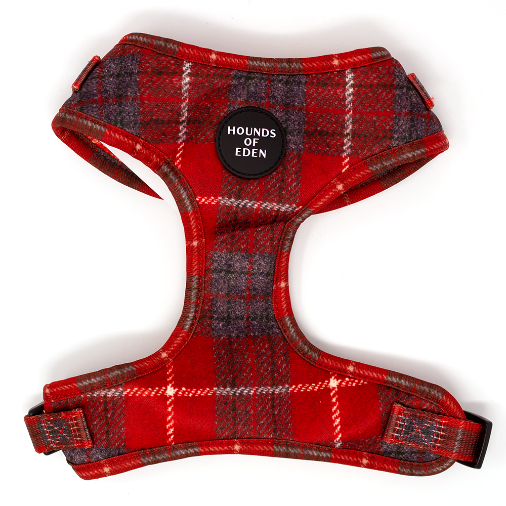 'Sammi' - Red & Grey Check Dog Harness - The Bark Market