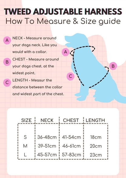 Tweed Adjustable Harness - Blue - The Bark Market