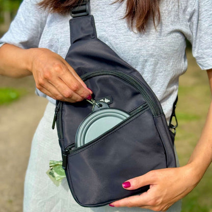 Dog Walking Sling Backpack - Black - The Bark Market
