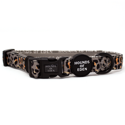 'Steel Leopard' - Khaki/Grey Dog Collar - The Bark Market
