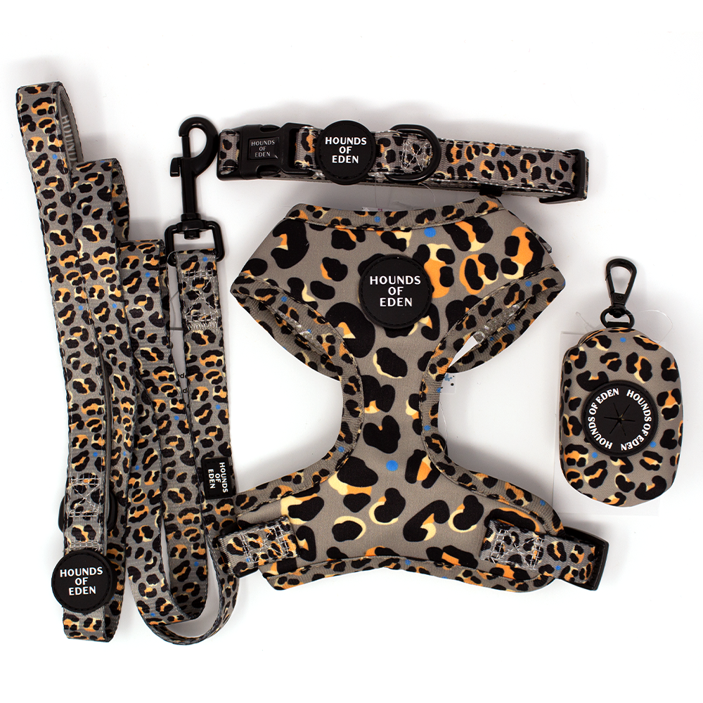 'Steel Leopard' - Khaki/Grey Dog Lead - The Bark Market