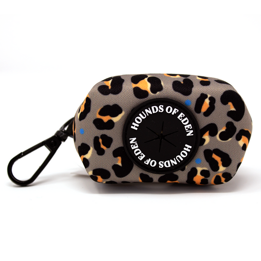 'Steel Leopard' - Khaki/Grey Poop Bag Holder - The Bark Market